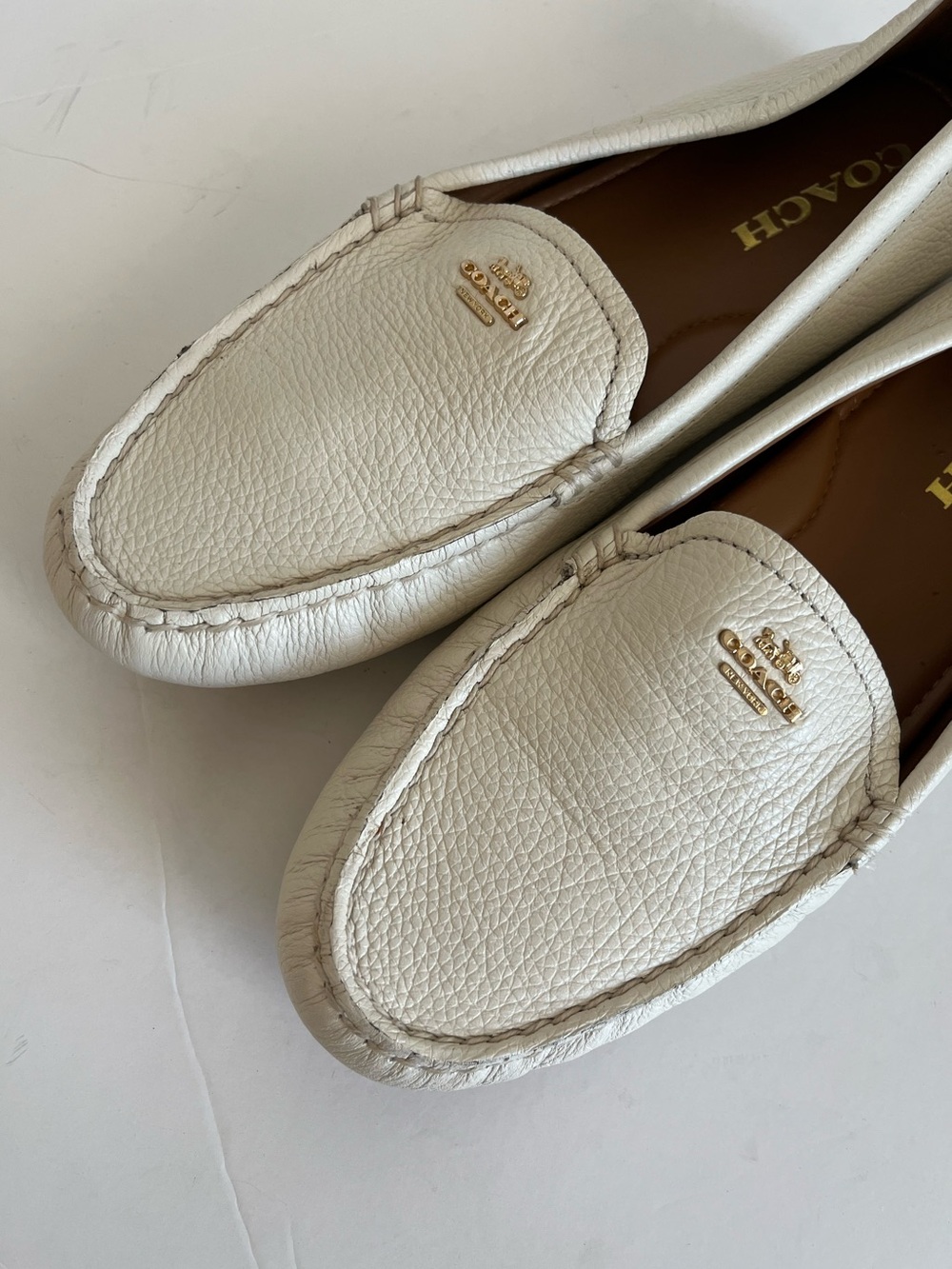 Coach Marley Leather Driver Loafers Chalk White Size 8.5B - Picture 9 of 11